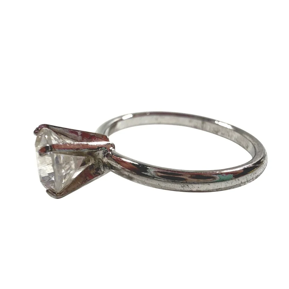 Lind Sterling Silver 925 Round Cut Cubic Zirconia Ring Sz 6.5 Womens Wedding VTG